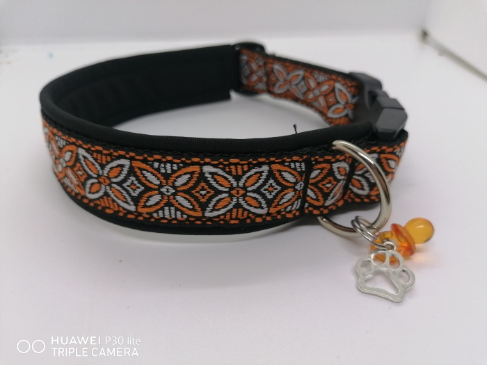 Hundehalsband Ornament orange