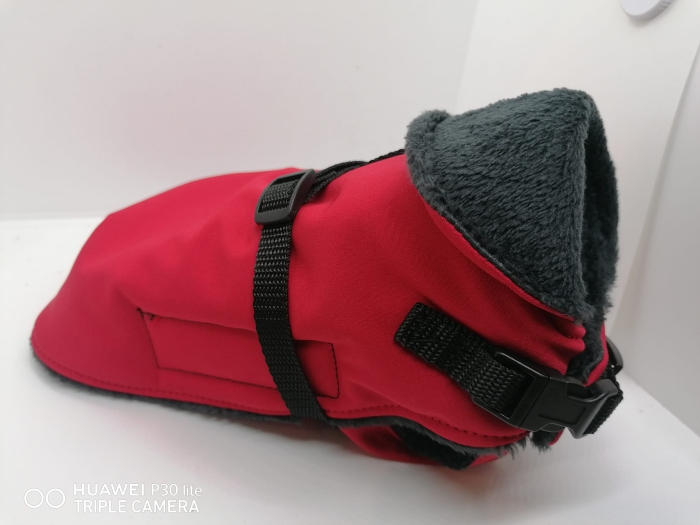 Softshell Hundemantel-Regenmantel rot/schwarz