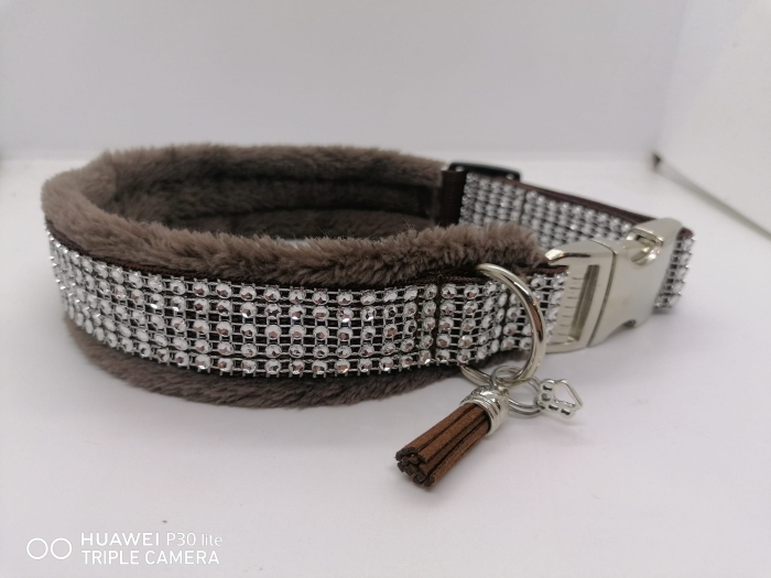 Strassoptik Hundehalsband braun Glitzerhalsband