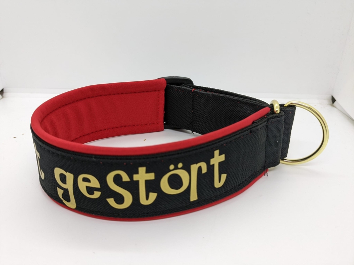 Hundehalsband personalisiert schwarz,rot,gold