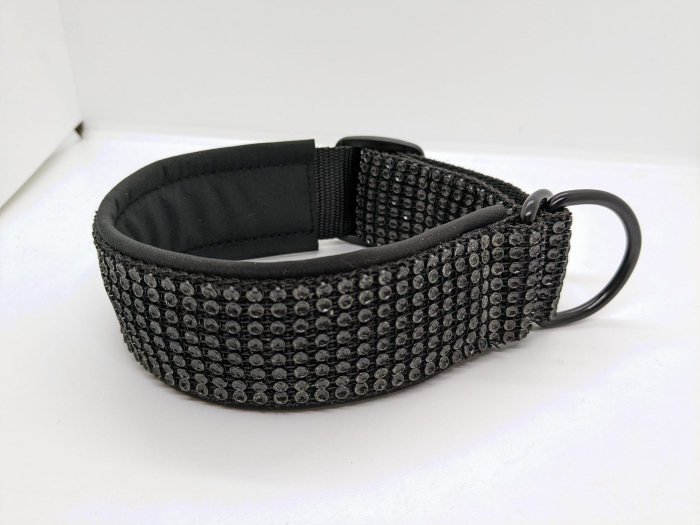 Strass Hundehalsband Strass Halsband Glitzer Halsband schwarz mit Polsterung
