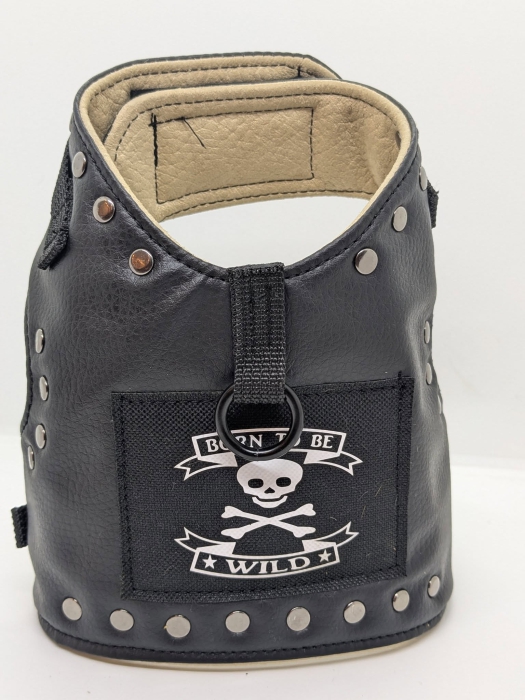 Rockerkutte / Lederjacke "Born to Be Wild" - Maßgeschneidertes Hundegeschirr aus Kunstleder