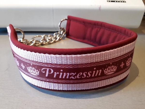 Prinzessin Halsband Hundehalsband rosa bordeaux 5cm breit