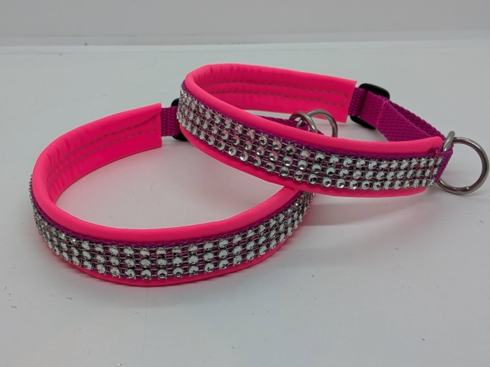 Hundehalsband Strass Glitzer pink