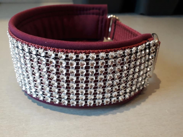 Strasshalsband Strass Hundehalsband bordeaux