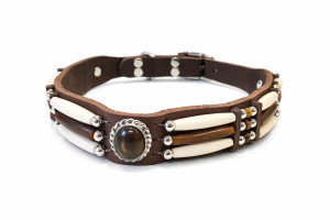 Western Spirit - Hundehalsband 2,5 cm aus Leder in Braun mit Schmuckornament