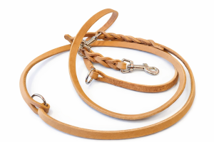 Handgeflochtene Naturlederleine 9 mm – 2 m | dreifach verstellbar | extrem weich & robust