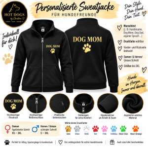 Personalisierte Sweatjacke für Hundefreunde – mit Wunschtext