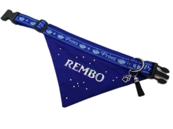 Hundehalsband mit Tuch Hundehalstuch 2 in 1 royalblau Prinz mit Glitzertext