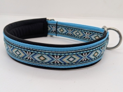 Boho-Halsband "Ethno Dream" - Türkis mit Softshellpolsterung, 3,5 cm breit, nach Maß gefertigt