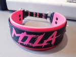 Biothane Halsband pink/schwarz mit Strass / Wunschtext /Namenshalsband personalisiert
